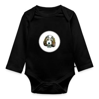 Petit Basset Griffon Vendeen Illustration de chien - Body Bébé bio manches longues - noir - Devant