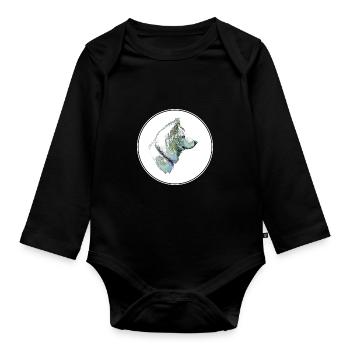 Pungsan Hund Aquarell Skizze Illustration - Baby Bio-Langarm-Body - Schwarz - Vorne