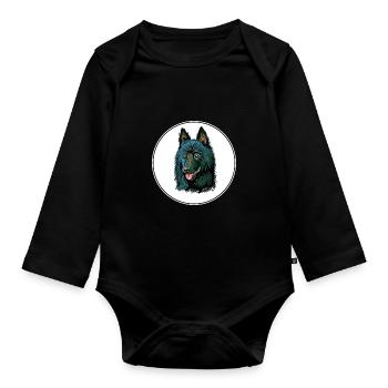 Illustration de l’aquarelle pour chien Schipperke - Body Bébé bio manches longues - noir - Devant