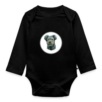 Pumi Hund Aquarell Farbe Illustration - Baby Bio-Langarm-Body - Schwarz - Vorne