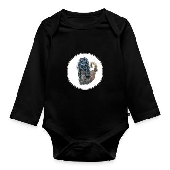 Taigan Kirgisischer Taighany Hund Aquarell Illustration - Baby Bio-Langarm-Body - Schwarz - Vorne