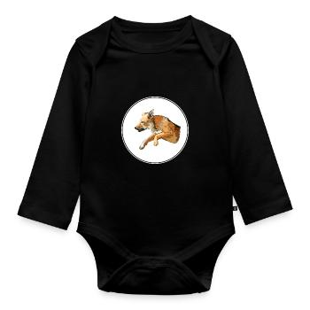 Carolina Puppy Dog Aquarelle Art Illustration - Body Bébé bio manches longues - noir - Devant