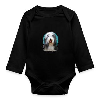 Beagle-Harrier Dufthund Hund Skizze Illustration - Baby Bio-Langarm-Body - Schwarz - Vorne