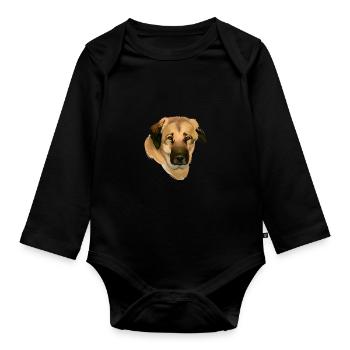 Anatolian Shepherd Dog Watercolor Illustration - Organic Longsleeve Baby Bodysuit - black - Front