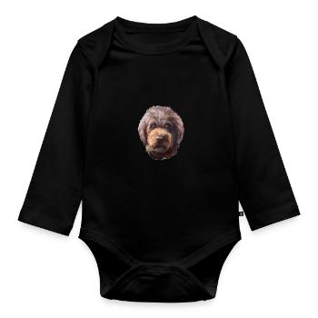 Barbet Dog Watercolor Paint Illustration - Organic Longsleeve Baby Bodysuit - black - Front