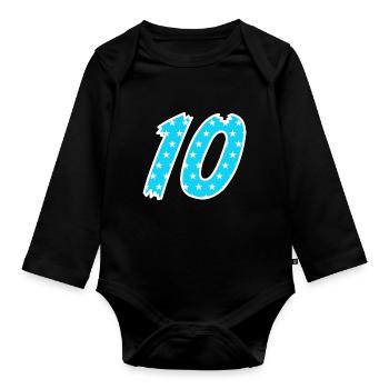 Zahl 10 - Baby Bio-Langarm-Body - Schwarz - Vorne