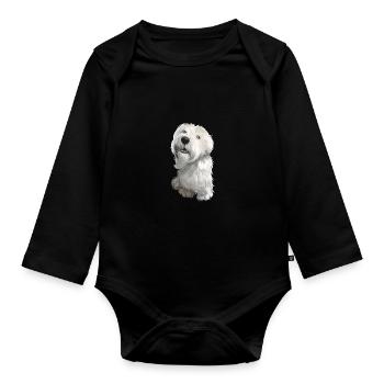 Sealyham Terrier Dog Watercolor Illustration - Organic Longsleeve Baby Bodysuit - black - Front