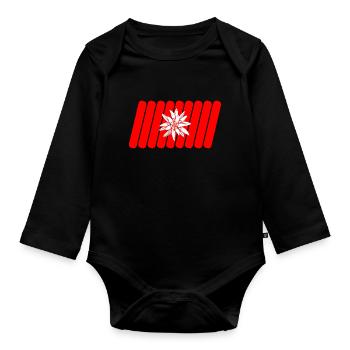 Swiss flag - Organic Longsleeve Baby Bodysuit - black - Front