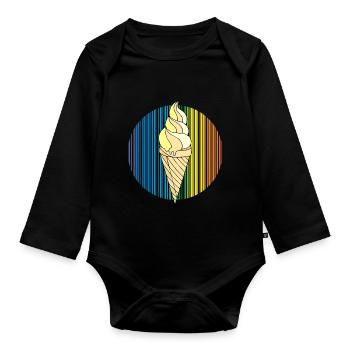 Eis - Baby Bio-Langarm-Body - Schwarz - Vorne