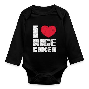 Rice Cakes – Low Calorie Funny Food Healthy Rice - Organic Longsleeve Baby Bodysuit - black - Front