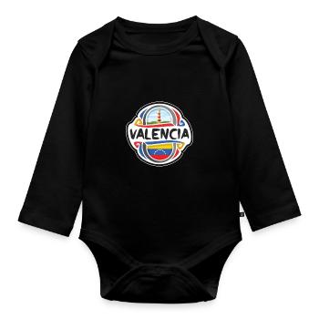 Valence Venezuela Drapeau Voyage Souvenir Badge Stam - Body Bébé bio manches longues - noir - Devant