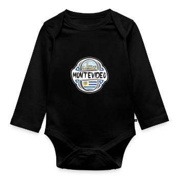 Montevideo Uruguay Flagge Reise Souvenir Abzeichen Stam - Baby Bio-Langarm-Body - Schwarz - Vorne