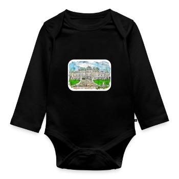 Vienna Austria Watercolor Sketch Illustration - Organic Longsleeve Baby Bodysuit - black - Front