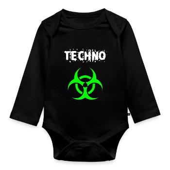 Techno - Baby Bio-Langarm-Body - Schwarz - Vorne