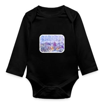 Tallinn Estland Aquarellskizze gezeichnet Illustrati - Baby Bio-Langarm-Body - Schwarz - Vorne