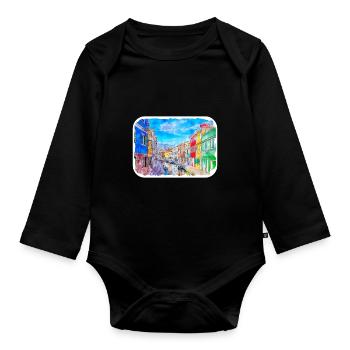 Venedig Italien Aquarell Skizze Illustration - Baby Bio-Langarm-Body - Schwarz - Vorne