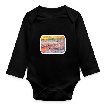 Pologne Repère Aquarelle Esquisse Dessin de peinture - Body Bébé bio manches longues - noir - Devant