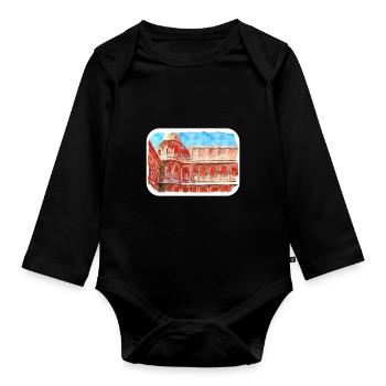 Jaipur Indien Aquarell Skizze Gezeichnetes Gemälde - Baby Bio-Langarm-Body - Schwarz - Vorne