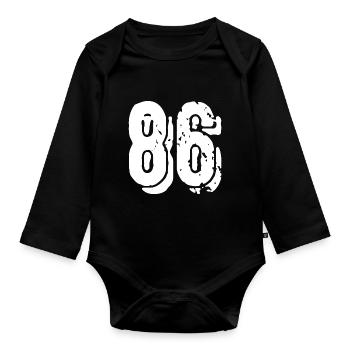 86 number jersey - Organic Longsleeve Baby Bodysuit - black - Front