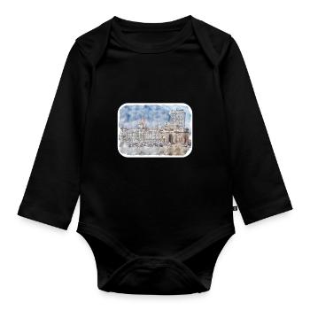 Mumbai Indien Aquarell Skizze gezeichnetes Gemälde - Baby Bio-Langarm-Body - Schwarz - Vorne