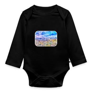 Spain Watercolor Sketch Hand Drawn Illustration - Organic Longsleeve Baby Bodysuit - black - Front