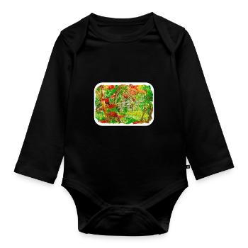 Kyoto Japan Watercolor Sketch Painting Illustratio - Organic Longsleeve Baby Bodysuit - black - Front