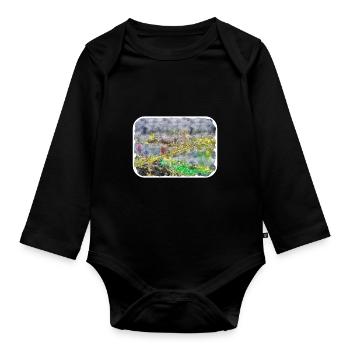 Cairo Egypt Watercolor Sketch Drawn Illustration - Organic Longsleeve Baby Bodysuit - black - Front