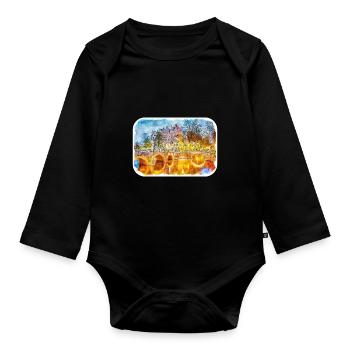 Amsterdam Netherlands Watercolor Sketch Drawing - Organic Longsleeve Baby Bodysuit - black - Front