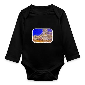 Budapest Ungarn Aquarell Skizze Illustration - Baby Bio-Langarm-Body - Schwarz - Vorne