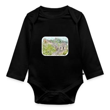 Beijing Chine Aquarelle Esquisse Dessin Dessiné - Body Bébé bio manches longues - noir - Devant