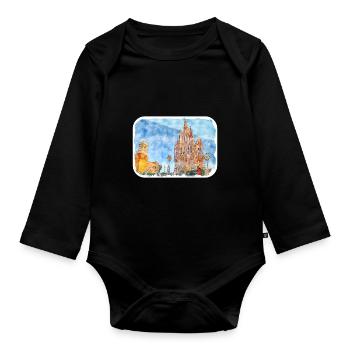 San Miguel De Allende Mexico Watercolor Sketch Dra - Organic Longsleeve Baby Bodysuit - black - Front