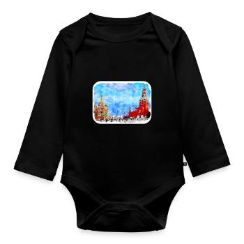 Moscou Russie Aquarelle Esquisse Dessin Dessiné - Body Bébé bio manches longues - noir - Devant