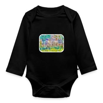 Europa Aquarellskizze Handgezeichnete Illustration - Baby Bio-Langarm-Body - Schwarz - Vorne