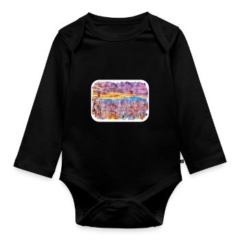 Madrid Spanien Aquarell Skizze Gezeichnetes Gemälde - Baby Bio-Langarm-Body - Schwarz - Vorne