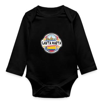 Santa Marta Kolumbien Flagge Reise Souvenir Abzeichen St - Baby Bio-Langarm-Body - Schwarz - Vorne