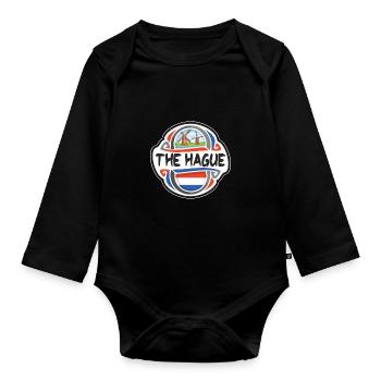 The Hague Netherlands Flag Travel Souvenir Badge S - Organic Longsleeve Baby Bodysuit - black - Front