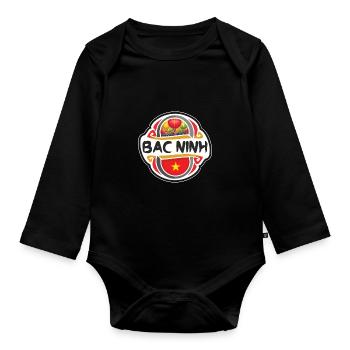 Bac Ninh Vietnam Flagge Abzeichen Reise Souvenir Stempel - Baby Bio-Langarm-Body - Schwarz - Vorne