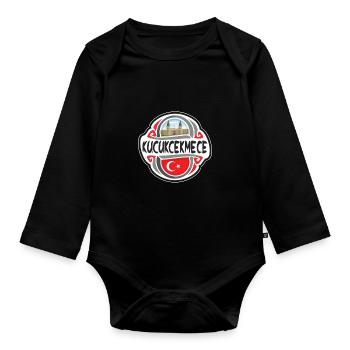 Kucukcekmece Turkey Flag Travel Souvenir Badge Sta - Organic Longsleeve Baby Bodysuit - black - Front