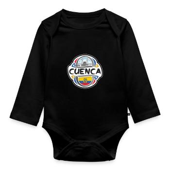 Cuenca Ecuador Flag Badge Travel Souvenir Stamp - Organic Longsleeve Baby Bodysuit - black - Front