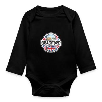 Bradford Royaume-Uni Royaume-Uni Drapeau Souvenir de voyage Ba - Body Bébé bio manches longues - noir - Devant