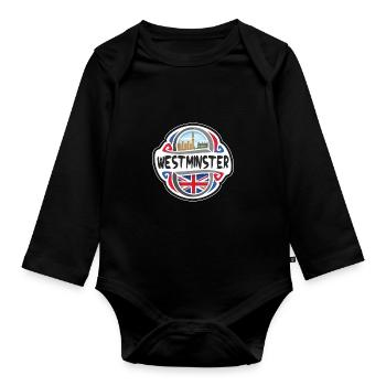 Westminster UK United Kingdom Flag Travel Souvenir - Organic Longsleeve Baby Bodysuit - black - Front