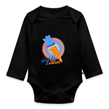 Ich bin erste Klasse - Baby Bio-Langarm-Body - Schwarz - Vorne