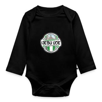 Ijebu Ode Nigeria Flag Badge Travel Souvenir Stamp - Organic Longsleeve Baby Bodysuit - black - Front