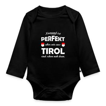 Perfekt aus Tirol - Baby Bio-Langarm-Body - Schwarz - Vorne