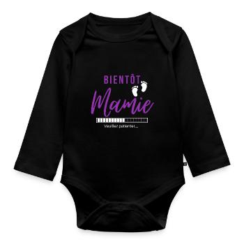 Bientôt Mamie - Body Bébé bio manches longues - noir - Devant
