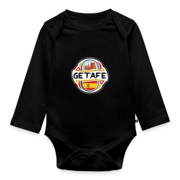 Getafe Espagne Drapeau Badge Voyage Souvenir Timbre - Body Bébé bio manches longues - noir - Devant