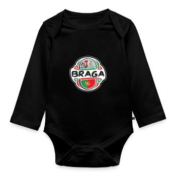 Braga Portugal Drapeau Badge Voyage Souvenir Timbre - Body Bébé bio manches longues - noir - Devant