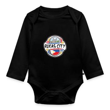 Roxas City Philippinen Flagge Reise Souvenir Abzeichen - Baby Bio-Langarm-Body - Schwarz - Vorne