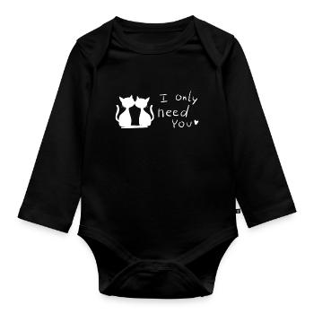 J’ai juste besoin que tu aimes les chats - Body Bébé bio manches longues - noir - Devant