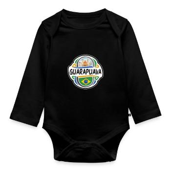 Guarapuava Brésil Drapeau Badge Voyage Souvenir Timbre - Body Bébé bio manches longues - noir - Devant